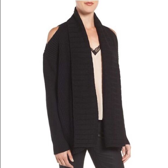 NWT- Chelsea28-Shawl Collar Cold Shoulder Cardigan - Picture 1 of 8